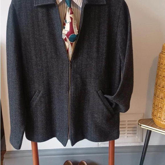Vintage Pal Zileri Made in Italy Wool Blend Jersey Grey Stripe Blouson - Picture 1 of 10